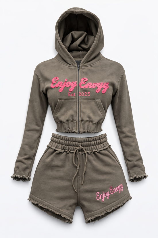 Off Grey and Pink Egyptian Cotton Sweatsuit